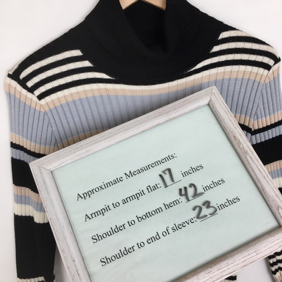 Y2K Ribbed Turtleneck Sweater Dress Women’s Size XL Black Blue Tan Almost Famous - Picture 11 of 11